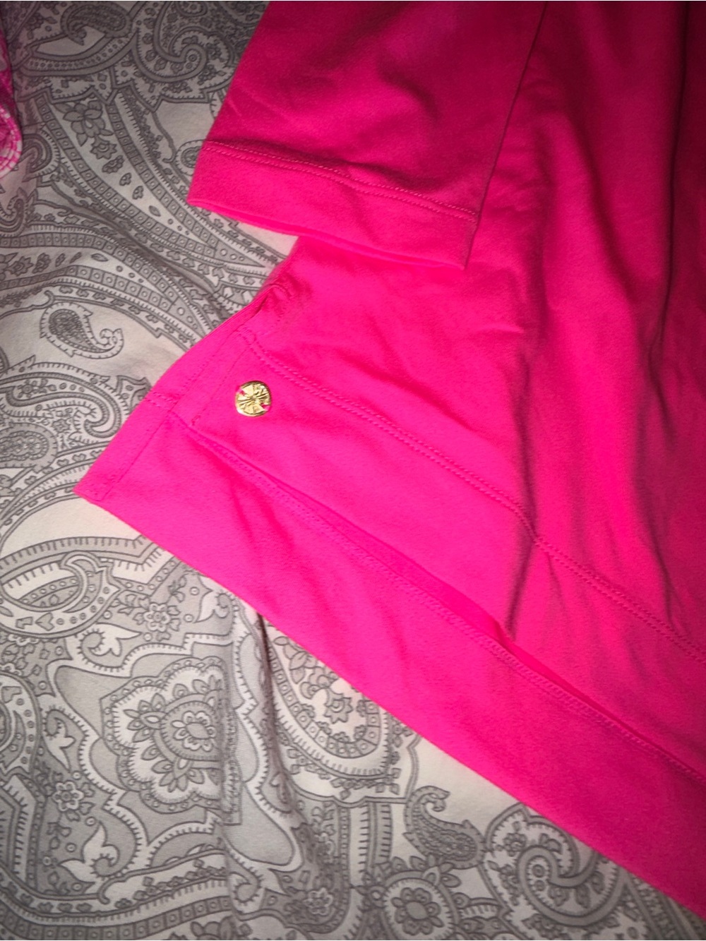 Lilly Pulitzer Bright Hot Pink 3/4 Sleeve Tee - Picture 4 of 5